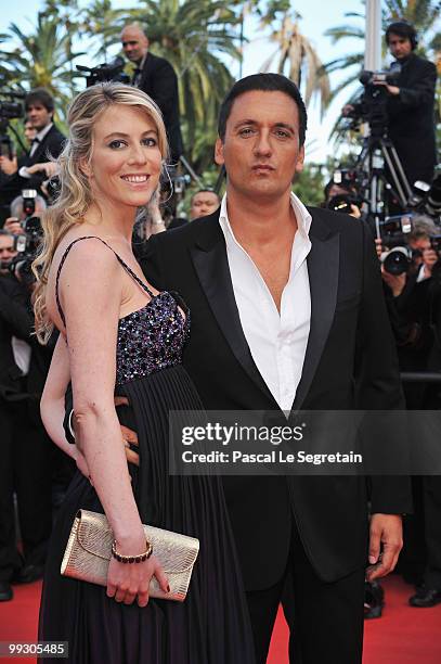 Singer Dany Brillant with Nathalie Moury attend the "Wall Street: Money Never Sleeps" Premiere at the Palais des Festivals during the 63rd Annual...