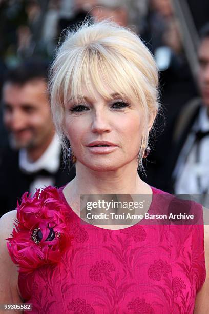 Actress Ellen Barkin attends the Premiere of 'Wall Street: Money Never Sleeps' held at the Palais des Festivals during the 63rd Annual International...