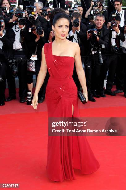 Actress Salma Hayek attends the 'Il Gattopardo' premiere held at the Palais des Festivals during the 63rd Annual International Cannes Film Festival...