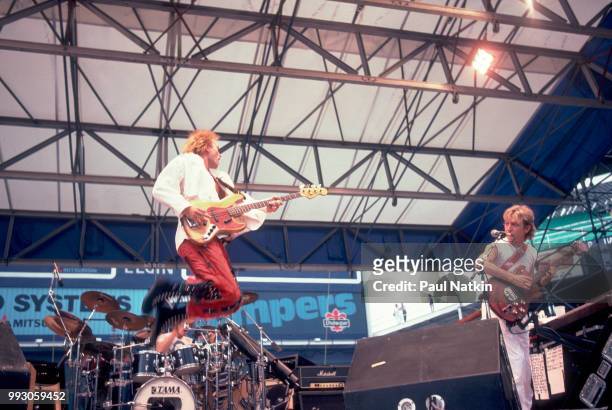 Sting, Stewart Copeland and Andy Summers of the Police performs on stage at Comiskey Park in Chicago, Illinois, July 23, 1984.