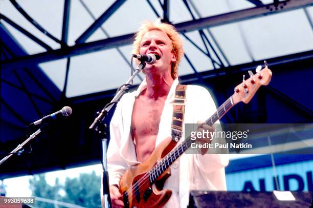 Sting of the Police performs on stage at Comiskey Park in Chicago, Illinois, July 23, 1984.