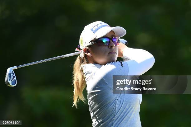 Jodi Ewart Shadoff of England hits her tee shot on the second hole during the second round of the Thornberry Creek LPGA Classic at Thornberry Creek...