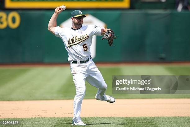 Kevin Kouzmanoff of the Oakland Athletics fielding during the game against the Tampa Bay Rays at the Oakland Coliseum on May 9, 2010 in Oakland,...