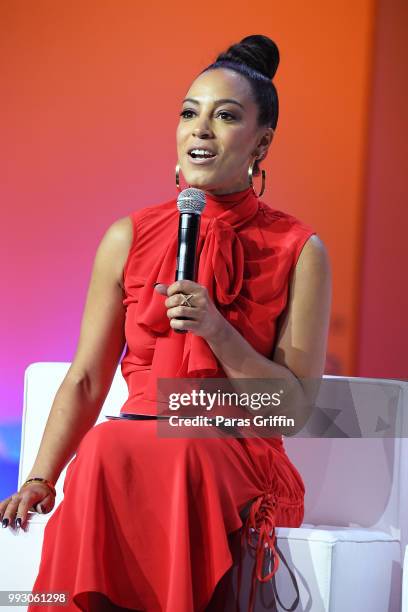 Angela Rye speaks onstage during the 2018 Essence Festival presented by Coca-Cola at Ernest N. Morial Convention Center on July 6, 2018 in New...
