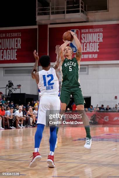 Wilson of the Milwaukee Bucks shoots the ball against the Detroit Pistons during the 2018 Las Vegas Summer League on July 6, 2018 at the Cox Pavilion...