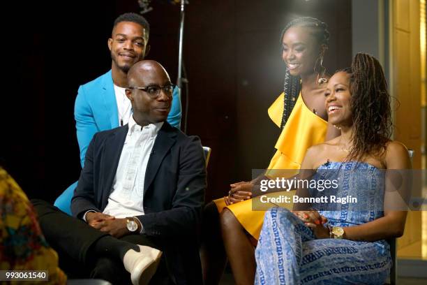 Stephan James, Barry Jenkins, KiKi Layne and Regina King attend 'If Beale Street Could Talk' Movie Cast and Filmmakers at Essence Festival 2018 on...