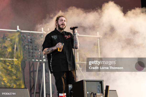 Post Malone performs during Wireless Festival 2018 at Finsbury Park on July 6th, 2018 in London, England.