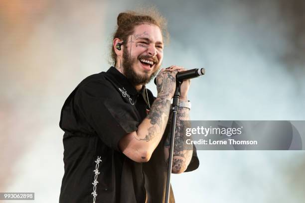 Post Malone performs during Wireless Festival 2018 at Finsbury Park on July 6th, 2018 in London, England.