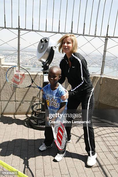 Donovan and Chris Evert celebrates National Tennis Month at The Empire State Building on May 13, 2010 in New York City.