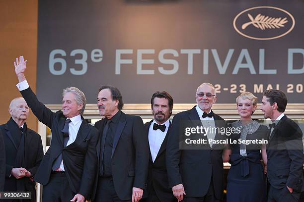 Actors Shia LaBeouf, Michael Douglas, Frank Langella, Josh Brolin, Carey Mulligan and director Oliver Stone attend the "Wall Street: Money Never...