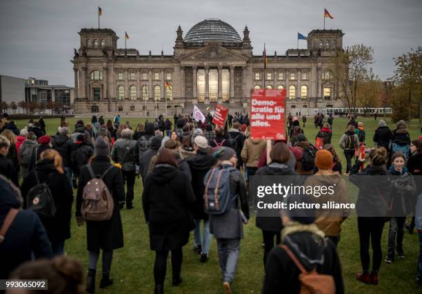 Storm onto the Reichstag' , a project by Swiss theatre director Milo Rau, marks the end of the so-called 'world parliament' in Berlin, Germany, 7...