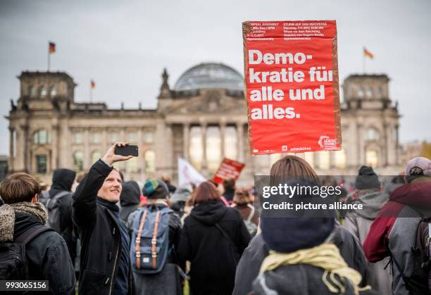 Storm onto the Reichstag' , a project by Swiss theatre director Milo Rau, marks the end of the so-called 'world parliament' in Berlin, Germany, 7...