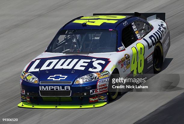 Jimmie Johnson drives the Lowe's Chevrolet during practice for the NASCAR Sprint Cup Series Autism Speaks 400 at Dover International Speedway on May...