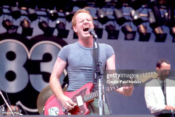 Singer and guitarist Danny Elfman of the music group Oingo Boingo performs on stage at the US Festival in Ontario, California, May 28, 1983.