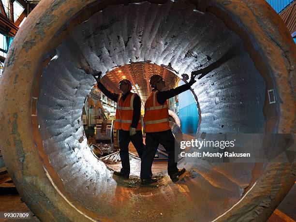 engineers inspecting forged steel - sheffield steel stock pictures, royalty-free photos & images
