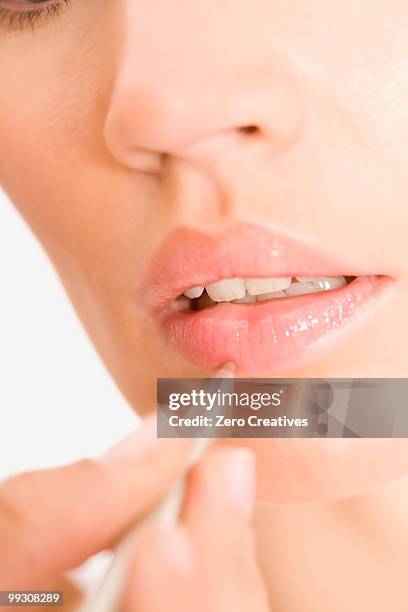 glossy lips - lip liner stock pictures, royalty-free photos & images