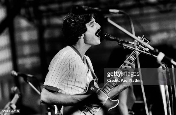 Musician Jim Photoglo performs on stage at Chicagofest in Chicago, Illinois, August 4, 1981.