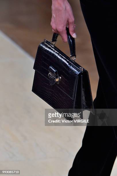 Model walks the runway during the Giorgio Armani Prive Haute Couture Fall/Winter 2018-2019 fashion show as part of Haute Couture Paris Fashion Week...