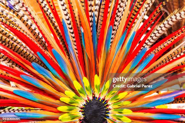 an aztec headdress in mexico city - aztec headdress stock pictures, royalty-free photos & images