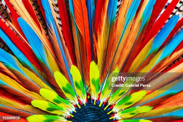 an aztec headdress in mexico city - aztec headdress stock pictures, royalty-free photos & images