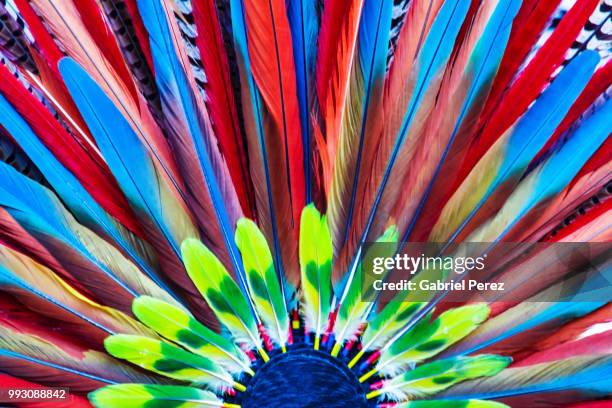 an aztec headdress in mexico city - aztec headdress stock pictures, royalty-free photos & images