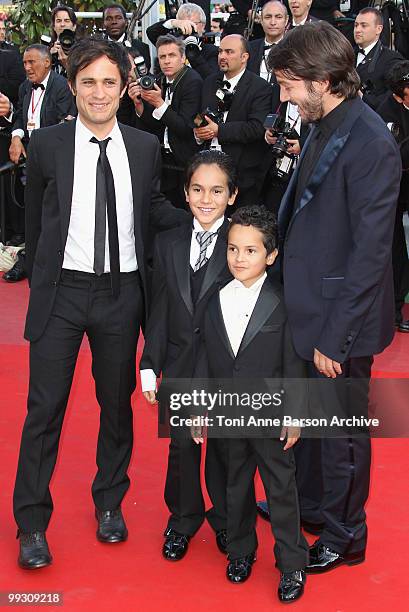 Producer Gael Garcia Bernal, Christopher Ruiz-Esparza, Gerardo Ruiz-Esparza and director Diego Luna attend the 'Abel' premiere held at the Palais des...