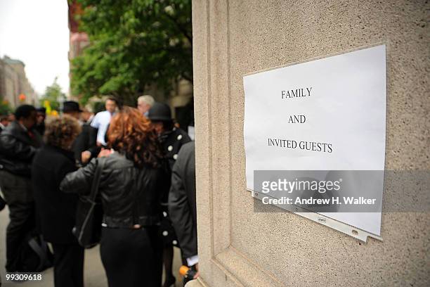 People gather outside the funeral services for entertainer Lena Horne at St. Ignatius Loyola Church on May 14, 2010 in New York City.