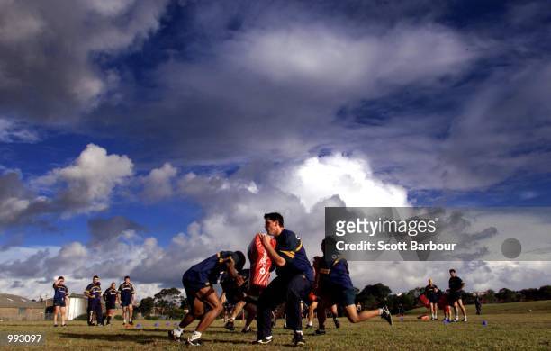 General view during the Australian Wallabies training session at Randwick Army Barracks in preparation for the third test against the British and...