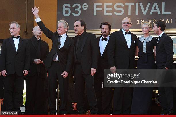 Director of the Cannes Film Festival Thierry Fremaux, Cannes Film Festival President Gilles Jacob, Michael Douglas, director Oliver Stone, Josh...