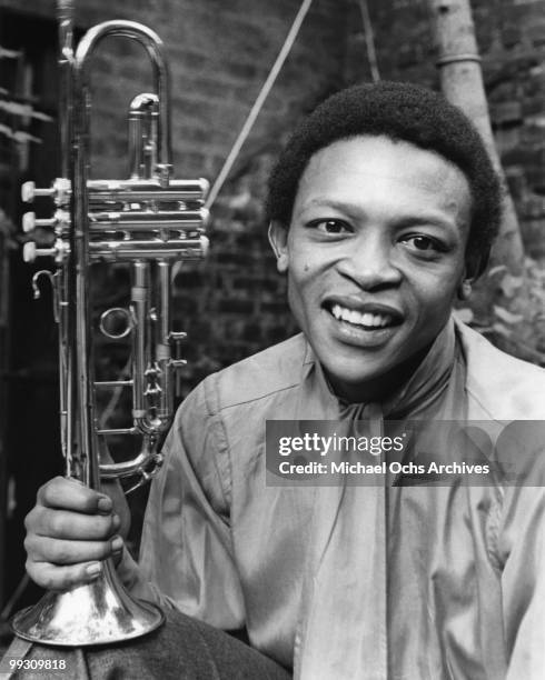 South African jazz trumpeter Hugh Masekela poses for a portrait on August 20, 1968 in New York City, New York.