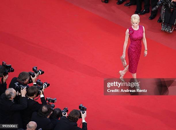 Actress Ellen Barkin attends the "Wall Street: Money Never Sleeps" Premiere at the Palais des Festivals during the 63rd Annual Cannes Film Festival...