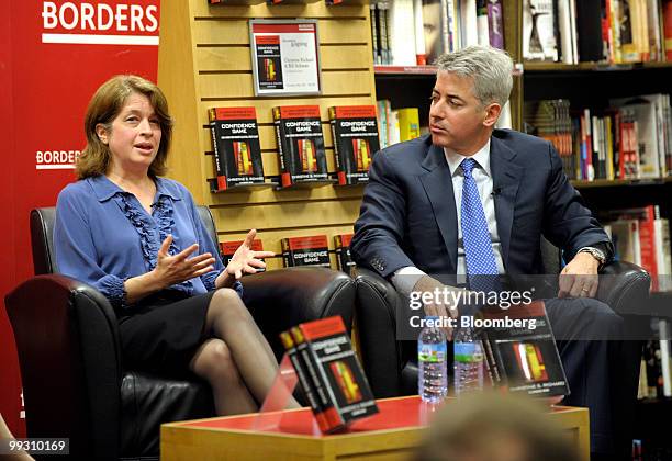 Author Christine Richard, left, speaks with William "Bill" Ackman, founder and chief executive officer of Pershing Square Capital Management LP,...