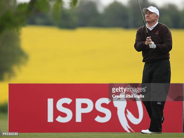 Roger Chapman of England in action during the final round of the Handa Senior Masters presented by The Stapleford Forum played at Stapleford Park on...