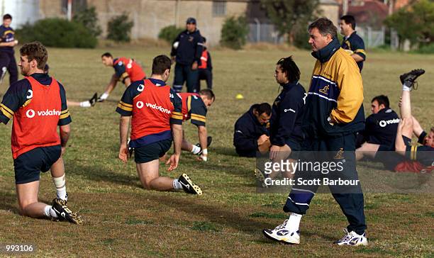 Australian coach Rod Macqueen during the Australian Wallabies training session at Randwick Army Barracks in preparation for the third test against...