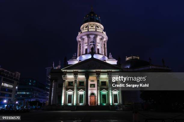 german cathedral on gendarmenmarkt. the annual festival of lights 2015 - gendarmenmarkt stock pictures, royalty-free photos & images