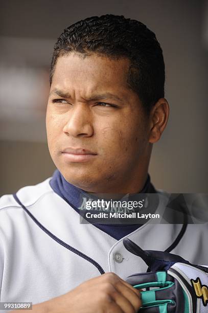 Jose Lopez of the Seattle Mariners looks on during a baseball game against the Baltimore Orioles on May 13, 2010 at Camden Yards in Baltimore,...