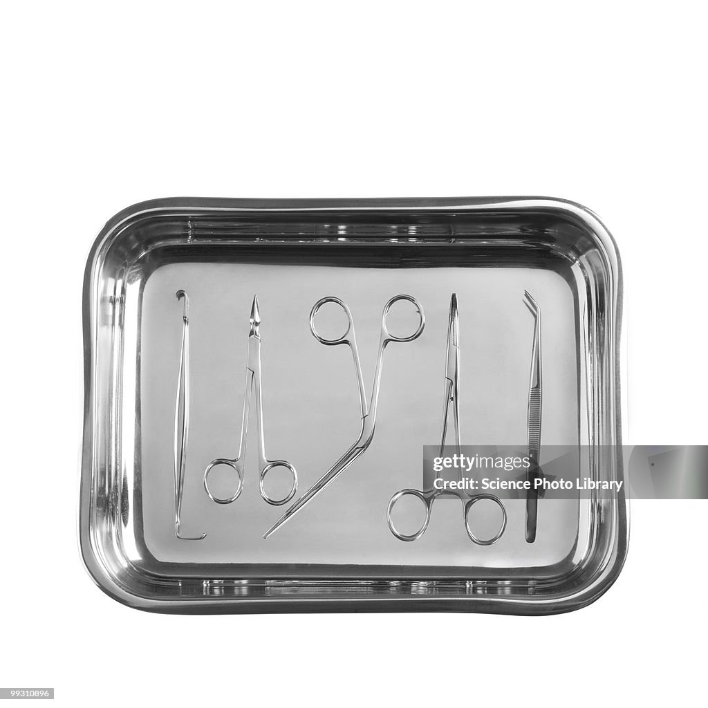 Forceps in a tray