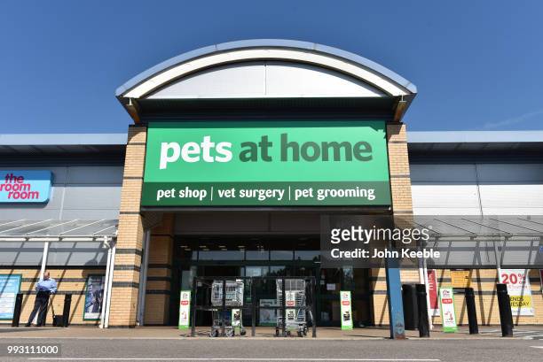 General view of a Pets at Home pet shop, vet surgery and pet grooming retail outlet store on July 3, 2018 in Southend on Sea, England.