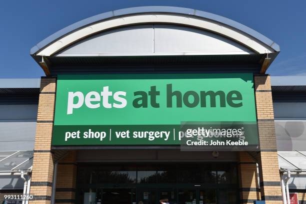 General view of a Pets at Home pet shop, vet surgery and pet grooming retail outlet store on July 3, 2018 in Southend on Sea, England.