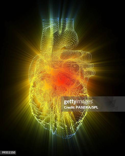 heart, computer artwork - glowing heart stock illustrations