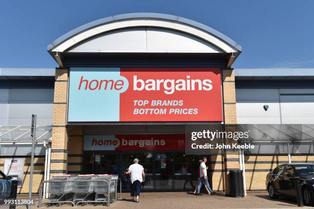 General view of a Home Bargains discount retail outlet store on July 3, 2018 in Southend on Sea, England.