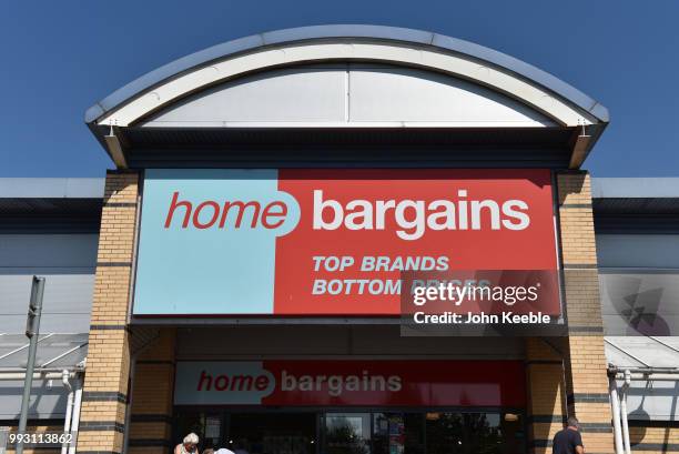 General view of a Home Bargains discount retail outlet store on July 3, 2018 in Southend on Sea, England.