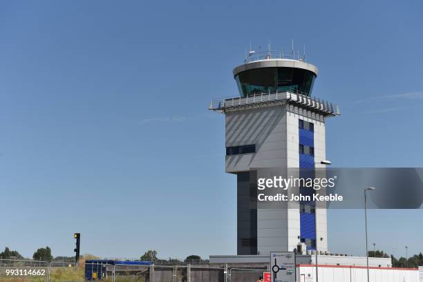 General view of the control tower at London Southend airport on July 3, 2018 in Southend on Sea, England.