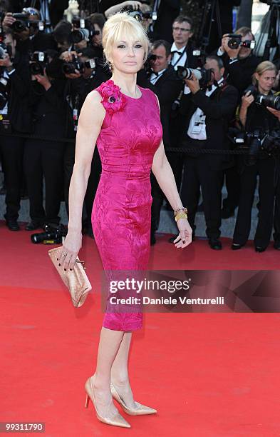 Actress Ellen Barkin attends the Premiere of 'Wall Street: Money Never Sleeps' held at the Palais des Festivals during the 63rd Annual International...