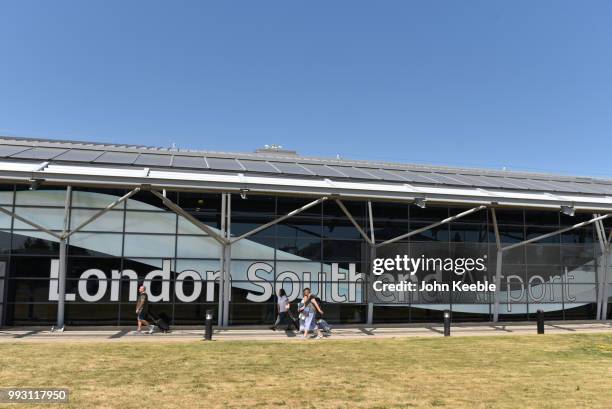 General view of passengers arriving at London Southend airport on July 3, 2018 in Southend on Sea, England.