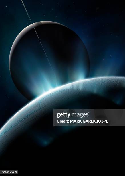enceladus, computer artwork - enceladus stock illustrations