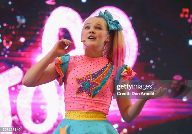 JoJo Siwa peforms live for fans at Westfield Parramatta on July 7, 2018 in Sydney, Australia.