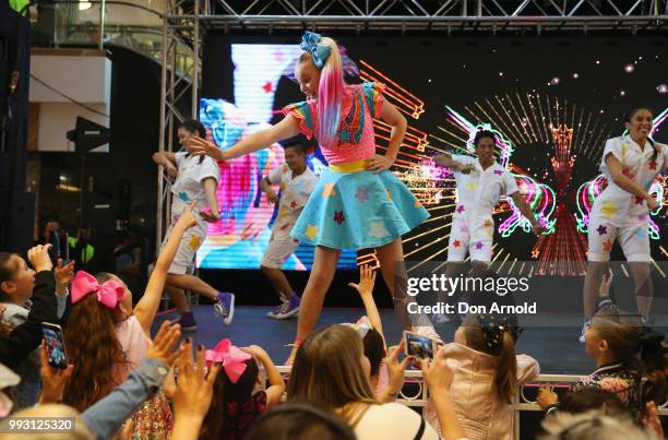 JoJo Siwa peforms live for fans at Westfield Parramatta on July 7, 2018 in Sydney, Australia.