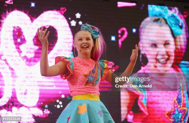 JoJo Siwa peforms live for fans at Westfield Parramatta on July 7, 2018 in Sydney, Australia.