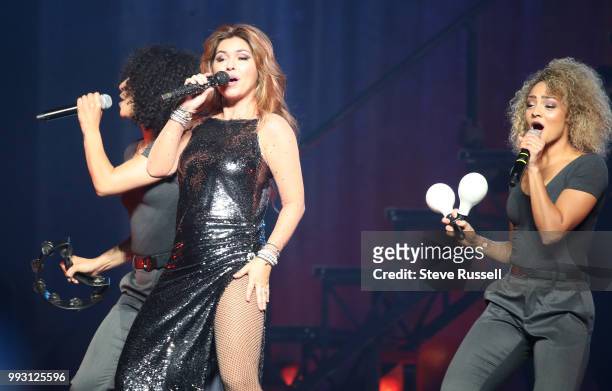 Shania Twain in concert on her Shania Now World Tour for the first of two nights at the Scotiabank Arena in Toronto. July 6, 2018.